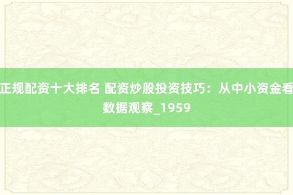 正规配资十大排名 配资炒股投资技巧：从中小资金看数据观察_1959