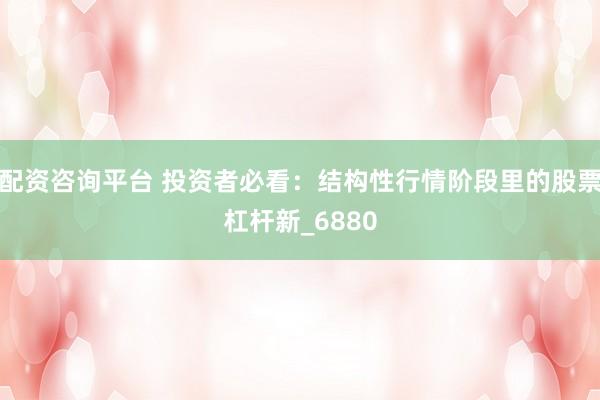 配资咨询平台 投资者必看：结构性行情阶段里的股票杠杆新_6880