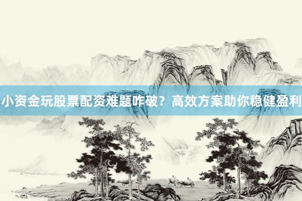 小资金玩股票配资难题咋破？高效方案助你稳健盈利