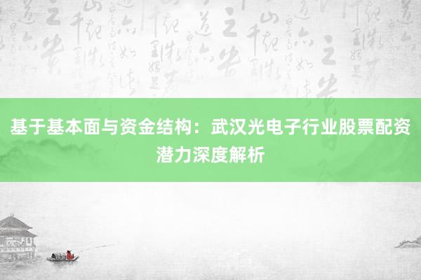 基于基本面与资金结构：武汉光电子行业股票配资潜力深度解析