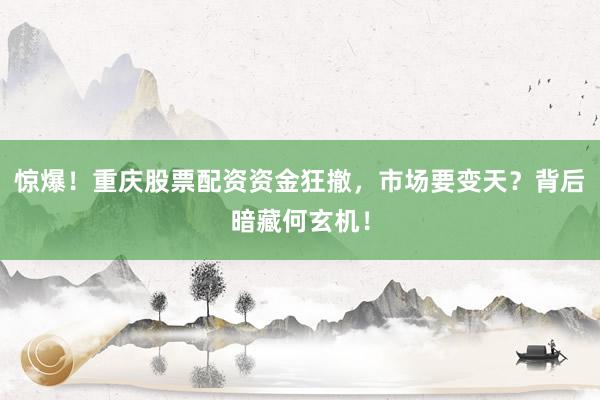 惊爆！重庆股票配资资金狂撤，市场要变天？背后暗藏何玄机！