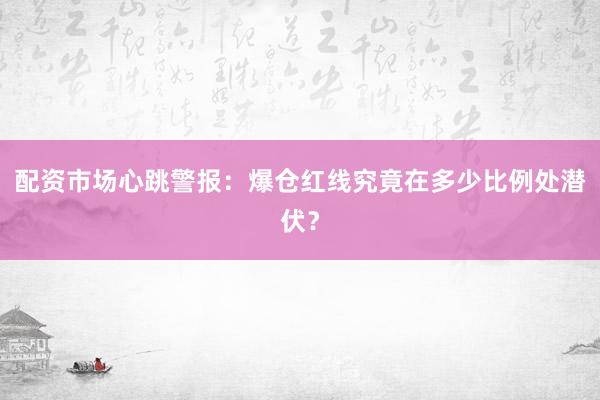 配资市场心跳警报：爆仓红线究竟在多少比例处潜伏？