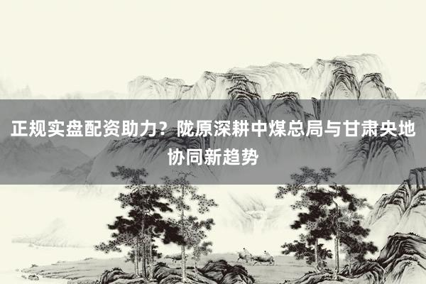 正规实盘配资助力？陇原深耕中煤总局与甘肃央地协同新趋势