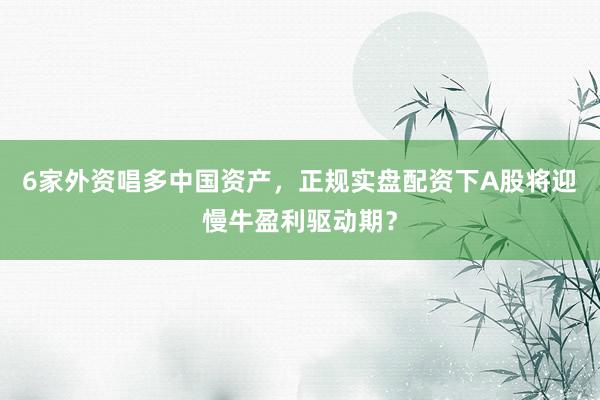 6家外资唱多中国资产，正规实盘配资下A股将迎慢牛盈利驱动期？