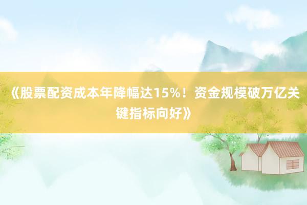 《股票配资成本年降幅达15%!资金规模破万亿关键指标向好》