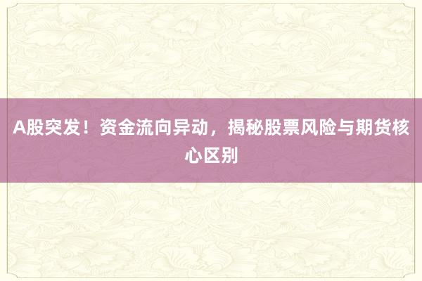 A股突发！资金流向异动，揭秘股票风险与期货核心区别
