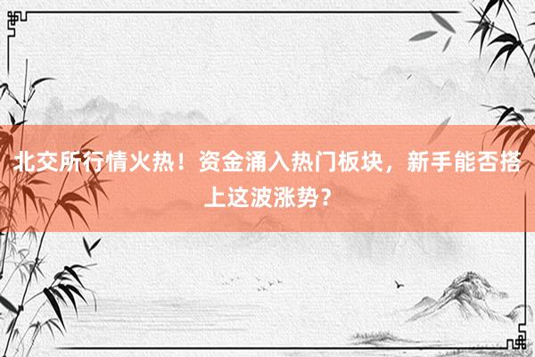 北交所行情火热！资金涌入热门板块，新手能否搭上这波涨势？