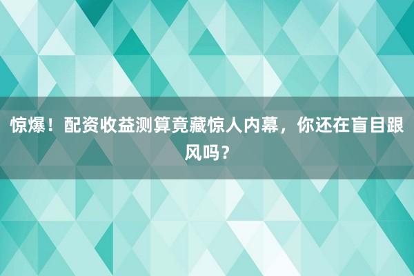 惊爆！配资收益测算竟藏惊人内幕，你还在盲目跟风吗？