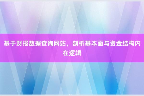 基于财报数据查询网站,剖析基本面与资金结构内在逻辑