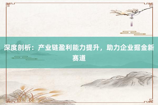 深度剖析：产业链盈利能力提升，助力企业掘金新赛道