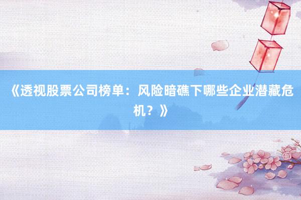 《透视股票公司榜单：风险暗礁下哪些企业潜藏危机？》