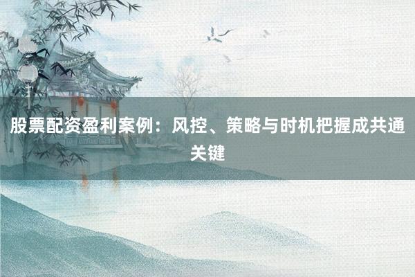 股票配资盈利案例：风控、策略与时机把握成共通关键