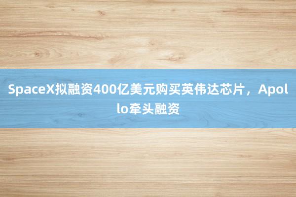SpaceX拟融资400亿美元购买英伟达芯片，Apollo牵头融资
