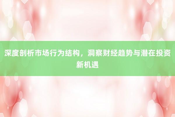 深度剖析市场行为结构，洞察财经趋势与潜在投资新机遇
