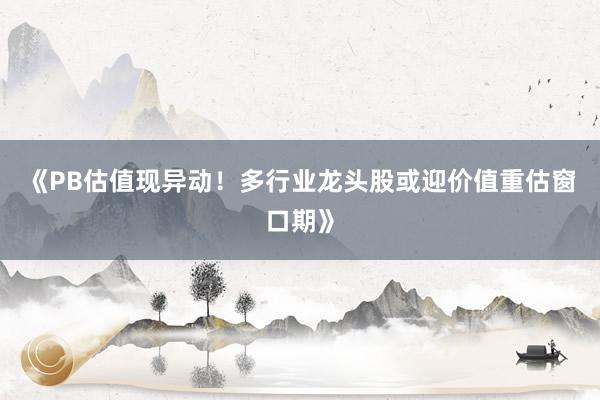 《PB估值现异动!多行业龙头股或迎价值重估窗口期》